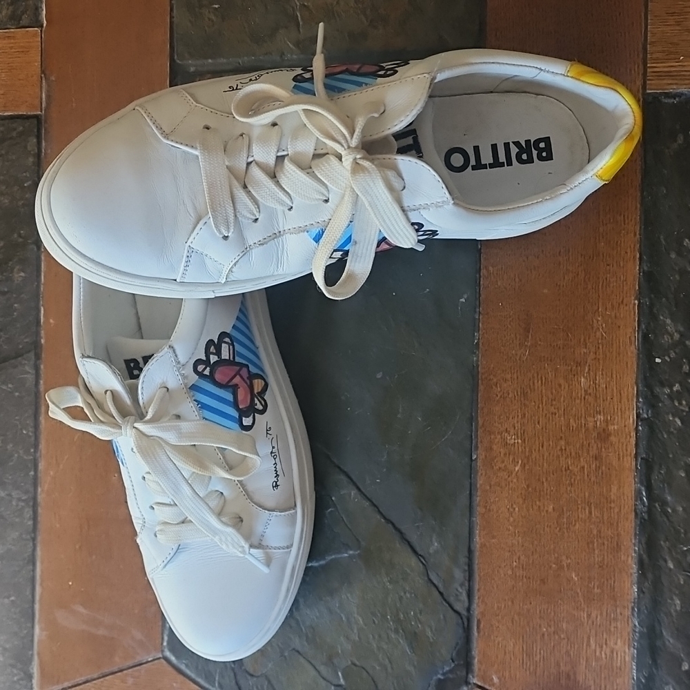 Painted Britto Leather Tennis Shoes